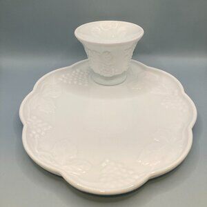 Milk Glass Luncheon Snack Set Plate and Cup  Vintage Indiana Glass Harvest Grape